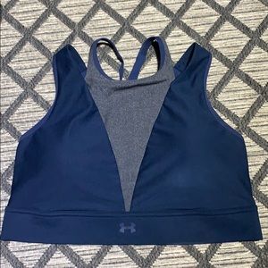 Women’s Under Armour navy mid-impact sports bra
